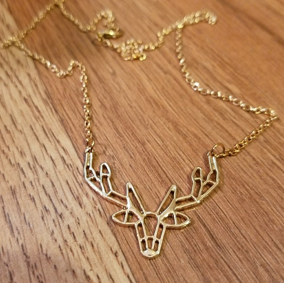 Jewelry - NWT Gold Geometric Stag Necklace